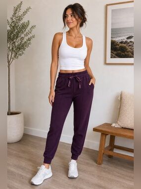 NWT MPG Julie Relaxed Performance Active Joggers Charisma Purple Size Small